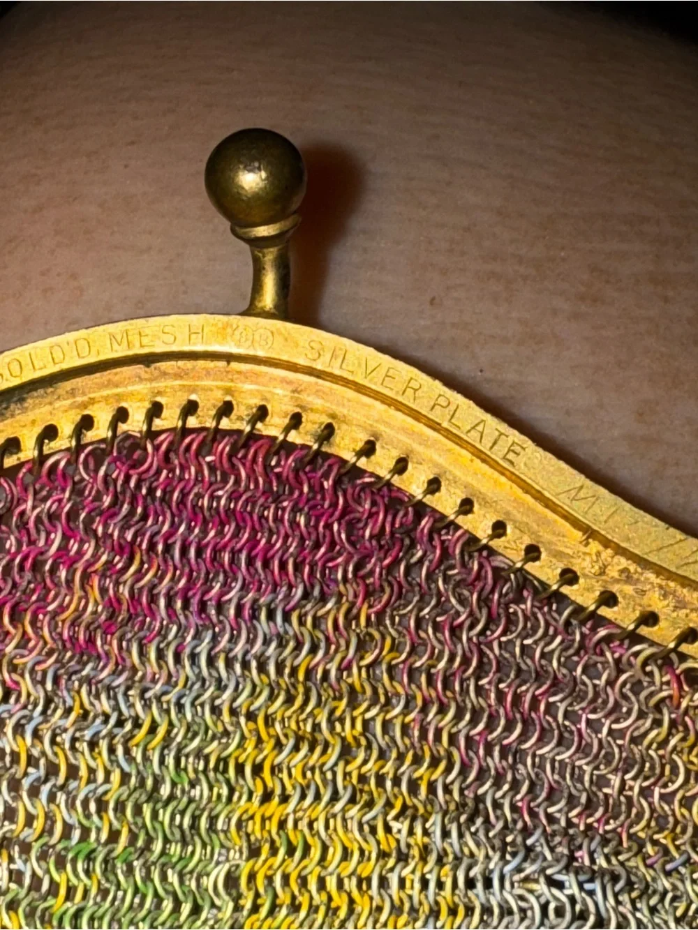 Rare 1920s Art Deco Gold Mesh/Silver Plated Rainbow coin purse